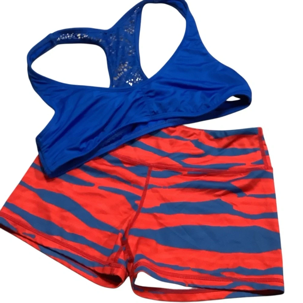 Stylish Blue and Red Swim Sports 3” Volleyball shorts and Royal Blue Top